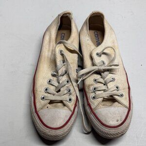 Converse Cream Canvas Sneakers with Red Accents